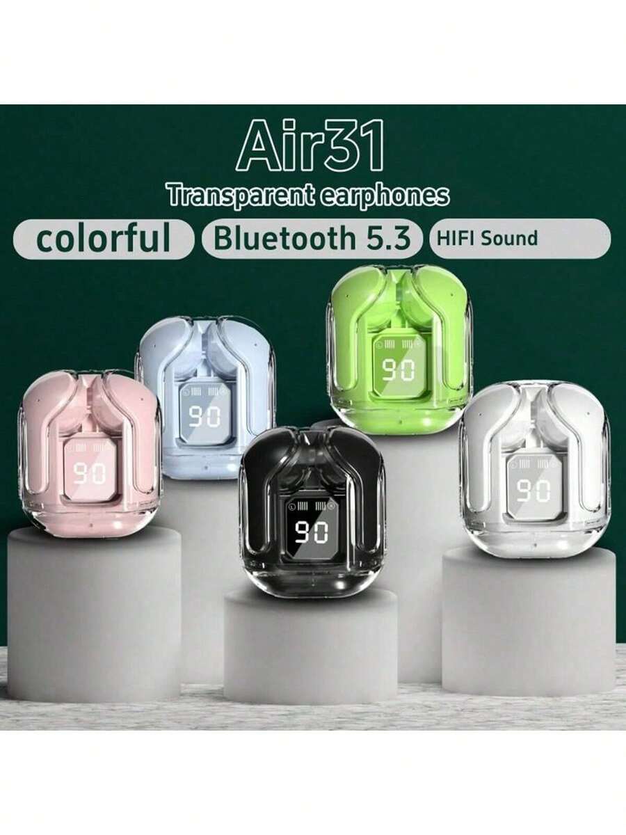 T2 无线蓝牙耳机 蓝牙耳塞 透明电量 数字显示 立体声耳机 适用于智能手机 150mAh