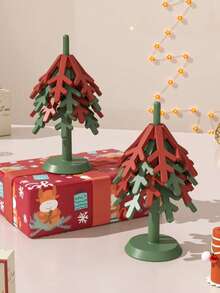 Posavasos con forma de árbol de Navidad de 4/8 piezas con soporte, posavasos de árbol para platos calientes, salvamanteles plegables de árbol para tetera/sartenes calientes, posavasos duraderos, decoración de mesa festiva y funcional