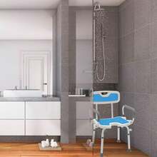 Shower Chair With Removable Armrests And Backrest, Height Adjustable Bathroom Stool With Non-Slip Feet, Up To 150 Kg, Shower Stool For Seniors - Baby Blue - View 9