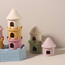 8pcs/Set Baby Silicone Stacking Castle Toys, Children's Intellectual Building Chewable Stacking Toys