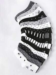 4双儿童春夏蝴蝶结波点学院风荷叶边弹力中筒袜 - 彩色 - 查看 2