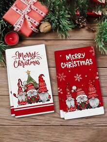 Toalla navideña de 40*60cm, paño de cocina con diseño de gnomo de Papá Noel, decoración navideña roja y blanca, paño de cocina absorbente, paño de cocina creativo para días festivos - Multicolor - Ver 8