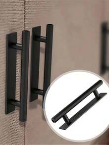 4个不锈钢自粘式橱柜把手，无需钻孔，抽屉拉手，推拉式门把手，易于安装和拆卸，适用于卧室橱柜、衣柜、浴室、门锁、门把手、厨房、浴室 - 彩色 - 查看 3