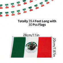 Bandera mexicana, bandera pequeña en cadena mexicana, bandera mundial miniatura, banderas para fiestas, eventos, aulas, salas de reuniones, eventos deportivos, festivales, aperturas, bares, clubes deportivos, celebraciones - Multicolor - Ver 16
