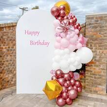 33 pezzi Palloncini rosa e bianchi, set di palloncini in lattice da 10/12 pollici rosa, bianchi e rosso metallizzato glitterato, adatti per feste di compleanno di ragazze e donne, festa di nascità, addio al nubilato, matrimonio, anniversario, festa di fidanzamento - Multicolore - Visualizzare 7