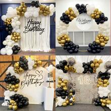 Black Gold Balloons Arch Kit, 146 Pcs Black Gold Balloon Garland With Sand White Balloons For Men Women Birthday Party Decoration Wedding Anniversary Baby Shower Graduation New Year - Multicolor - View 3