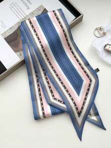 1pc Women's Carriage Print Style Silk Scarf Turban Great For Dressing Up Your Tie Vintage Exquisite Silk Scarf French Light Blue Pink Silk Scarf Decorative Scarf, Elegant Neck Decor Accessories - Orange - View 13