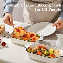 Design - Small Ceramic Baking Dish, Rectangular Bakeware With Handles, Oven Safe & Microwave Safe
