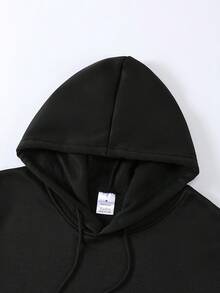 Sudadera con capucha estampada para hombres con cordón Z4XH - Negro - Ver 8