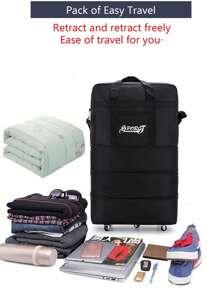 1PC Waterproof Large-Capacity Folding Air Check-In Bag Travel Bag Large-Capacity Luggage Bag Women's Storage Bag Outgoing Handbag With Wheels Universal Wheel Folding Expansion Luggage Bag Air Check-In Bag Overseas Study Moving Travel Bag