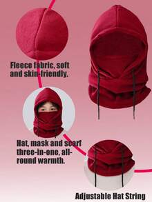 1pc 3-8Y/8-12Y Black, Grey, Burgundy Children Winter Balaclava Ski Mask Warm Adjustable Hat With Thermal Lined, Suitable For Boys And Girls - 1PC - View 5