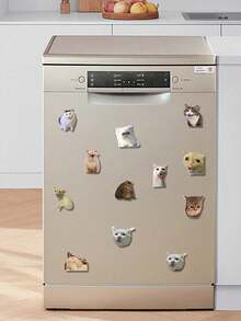 2/12/24pcs Kitchen Refrigerator Cat Magnet, Funny Expression Cat Locker Magnetic Magnet Magnet Joke Refrigerator Sticker Door Sticker Decorative Sticker Soft Animal Magnet Gifts Birthday Graduation - Multicolor - View 6