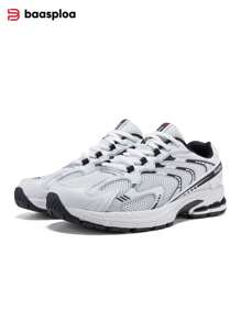 baasploa Chaussures de course rétro en maille pour hommes, chaussures respirantes antidérapantes, chaussures de course légères à semelle épaisse et résistantes à l'usure pour hommes et femmes, chaussures de sport décontracté extérieur, chaussures de marche pour hommes avec augmentation de la taille, chaussures de mode de marque