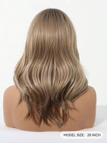 20 英寸长波浪渐变棕色合成假发中分浅金色长卷发假发，适合女士日常派对角色扮演假发、度假旅行家庭派对日常穿着、母亲节礼物、开斋节礼物 - 棕色 - 查看 7