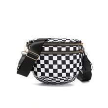 Classic Checkered Design Crossbody Bag–Matches Diverse Styles For Outings, Commutes & Leisure Time  Ample Space For Daily Errands, Casual Outings & Travel Adventures - 黑白格子 - 查看 5