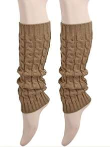 زوج من جوارب الساق الكابلية المحبوكة للنساء للخريف/الشتاء، جوارب دافئة محبوكة بسيطة للخروجات اليومية، جوارب ساق متوسطة الطول للأزياء في عيد الهالوين، Y2k