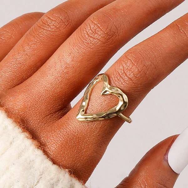 1 pieza Anillo asimétrico ajustable en forma de O de aleación minimalista, accesorio para fiesta