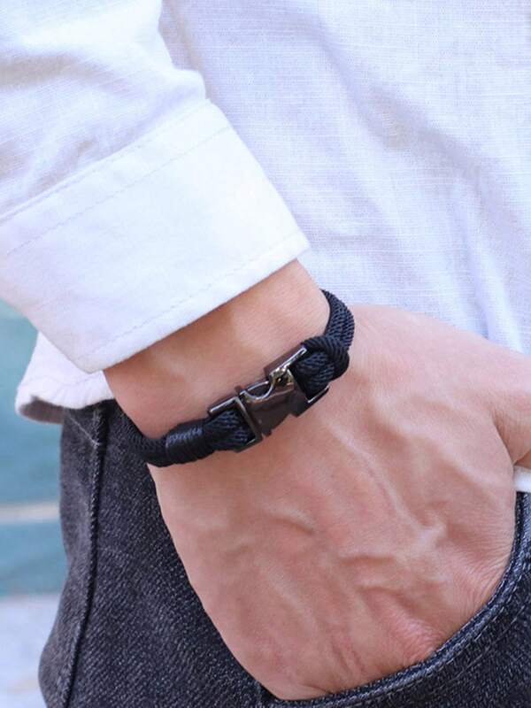 Pulsera de moda para hombre de doble capa con hebilla de resorte, cuerda de nailon de 4 mm, accesorios de ocio, regalo de hip hop para él