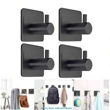 1pc Adhesive Hooks Heavy Duty Wall Hooks Waterproof Stainless Steel Hooks For Hanging Coat, Hat,Towel Robe Hook Rack Wall Mount- Bathroom And Bedroom