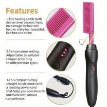 2 In 1 Electric Hot Heating Comb Hair Straightener Curler Wet Dry Hair Iron Straightening Brush Hair Styling Tool