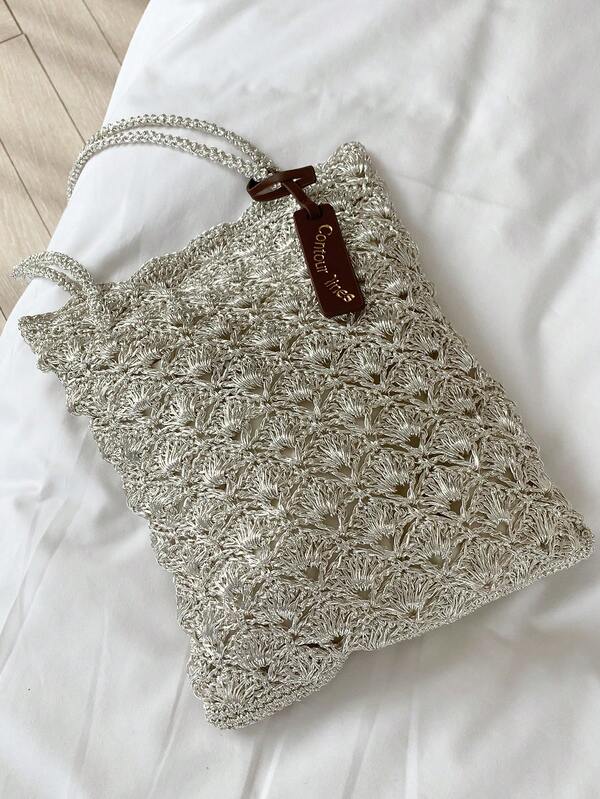 High-Quality Delicate Minimalist Shell Crochet Shoulder Bag, Chic Indie Style, Suitable For Young Women, Ideal Gift For Holidays, Parties, Daily Commute, Lightweight For Outings And Travel