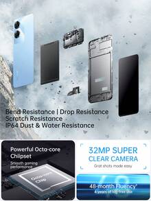 Realme Note 60 Global Unlocked Smartphone With ​Unisoc T612 Octa-Core Chip6.74" 90Hz HD+ Eye Comfort Display,5000mAh Long-Lasting Battery, 32MP Super Clear Camera&IP64 Dust/Water Resistance,3GB+64GB/4GB+128GB/6GB+128GB(Black/Blue)