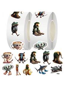 500 件意大利 Brainrot Tung Tung Tung Sahur 卡通涂鸦贴纸抽象风格适用于头盔装饰、手工书制作、汽车装饰派对装饰、剪贴簿、笔记本电脑、行李箱、吉他、水瓶、手机壳时尚装饰