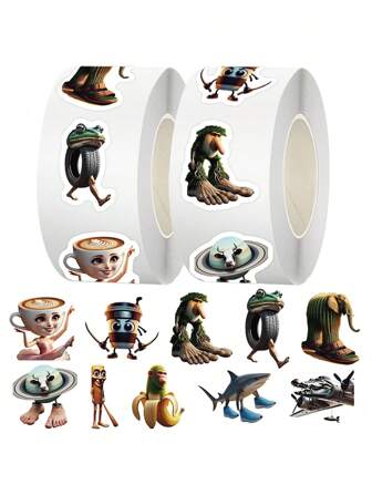 500 st italienska Brainrot Tung Tung Tung Sahur tecknade klotterklistermärken abstrakt stil lämpliga för hjälmdekoration, handgjord boktillverkning, bildekoration, festdekoration, klippbok, laptop, bagage, gitarr, vattenflaska, telefonskal modedekoration