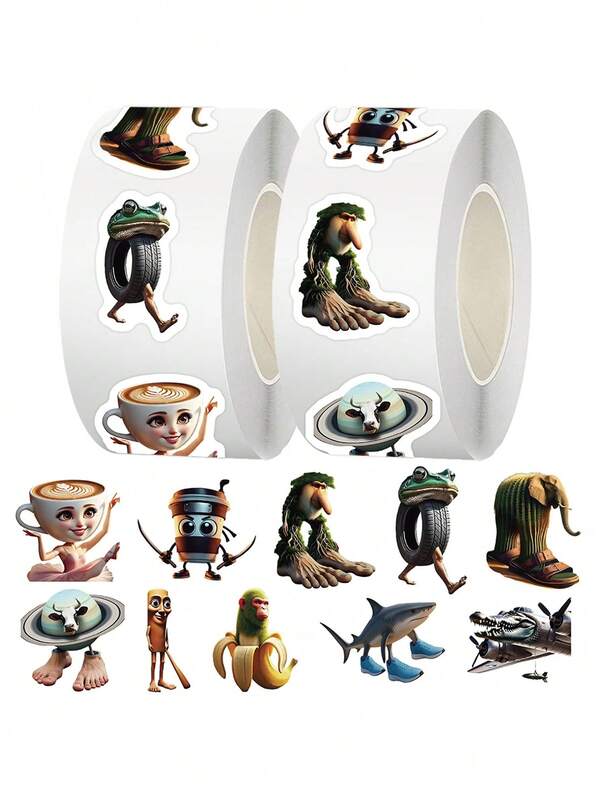 500pcs Italian Brainrot Tung Tung Tung Sahur Cartoon Doodle Sticker Abstract Style Suitable For Helmet Decoration, Handmade Book Making, Car Decoration Party Decoration, Scrapbook, Laptop, Luggage, Guitar, Water Bottle, Phone Case Fashion Decoration