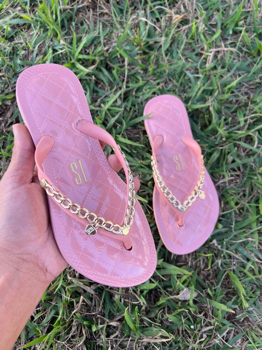 CHINELO BORDADO SL ACOLCHOADO - Rosê - Visão 1