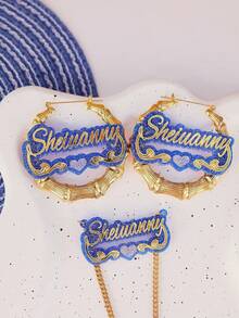 1PC Bông tai tre Acrylic tùy chỉnh, Bộ vòng cổ tên, Bông tai tên cá nhân, Bông tai tre tên, Vòng cổ tên Acrylic, Quà tặng cho phụ nữ, trẻ em, Hồng, Vàng, Phong cách, Đầy màu sắc, Cổ điển, Đơn giản, Unisex, Thường ngày, Dễ thương, Tùy chỉnh, Cá nhân hóa, Độc đáo, Quà tặng lý tưởng cho anh ấy, Quà tặng lý tưởng cho cô ấy, Cô ấy, Bạn trai, Bạn gái, Bố, Mẹ, Gia đình, Bạn bè, Cho ngày kỷ niệm, Cho sinh nhật, Cho lễ tốt nghiệp, Cho vũ hội, Cho bữa tiệc, Trang sức thép không gỉ - vàng - Xem 17