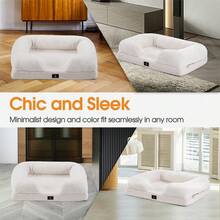 SUN YEE Memory Foam Dog Bed Pet Sofa Calming Bed Washable Removable White Large - White - View 8
