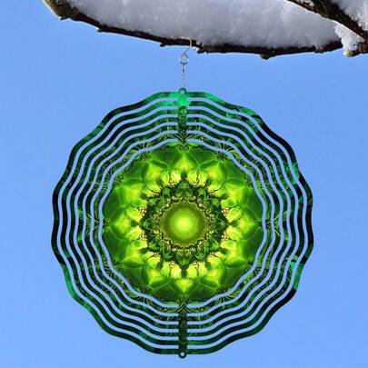 1pc Large 3D Metal Wind Spinner With 360 ° Rotating Motion - Elegant Green Outdoor Garden Decor, Turquoise Blue/Green Leaf Design Wind-Powered Hanging Ornament, Durable Metal Construction With Black Tip & Clear Beige Blades For Patio, Balcony, Or Yard - Soothing Sound Wind Chime, 3D Green Hanging Windmill With 360 °   Rotating Hook, Modern Outdoor Decoration For Garden Or Balcony Use, Wind Spinners Outdoor Hanging, Garden Windmill Spinners, Spinning Wing Bird Wind Ornaments,