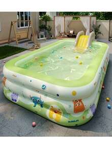 Outdoor Inflatable Swimming Pool, Inflatable Slide Water Play Pool, Thick PVC Material, Can Be Used As Indoor Sandbox, Ball Pit, 1.5m, 2.1m, 3m - 3 Size Options, Suitable For Summer Backyard Parties, Outdoor Water Fight Parties, Indoor Toy Pool - Multicolor - View 11