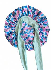 1 件弹力丝带发圈缎面圆形帽子，女士纯色长发睡眠帽，打结美发美容卷发帽