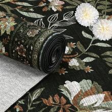 Botanical Printed Area Rug Vintage Floral Rug Washable Area Rug Stain Resistant Non-Slip Foldable Interior Decorative Rug For Bedroom Farmhouse Apartment Dining Room Laundry Room - Xanh đậm - Xem 7