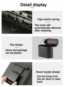 ABS塑料车载垃圾桶迷你垃圾桶翻盖垃圾桶悬挂式垃圾桶可用于汽车椅背车门副驾门悬挂式收纳箱办公桌书桌场景密封防臭免水汽车垃圾桶多功能车载垃圾袋折叠收纳车内用品适用于轿车卡车公共汽车 - 彩色 - 查看 10