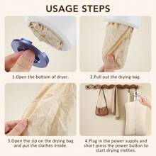 Hailicare Portable Clothes Dryer Small Quiet Clothing Fast-Drying Machine Adjustable Timer Mini Laundry Dryer Foldable Electric Drying Machine With Dry Bag Compact Clothes Dryer For Apartment RV Travel Home Dorms