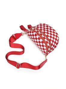Classic Checkered Design Crossbody Bag–Matches Diverse Styles For Outings, Commutes & Leisure Time  Ample Space For Daily Errands, Casual Outings & Travel Adventures - Kẻ caro đỏ - Xem 4