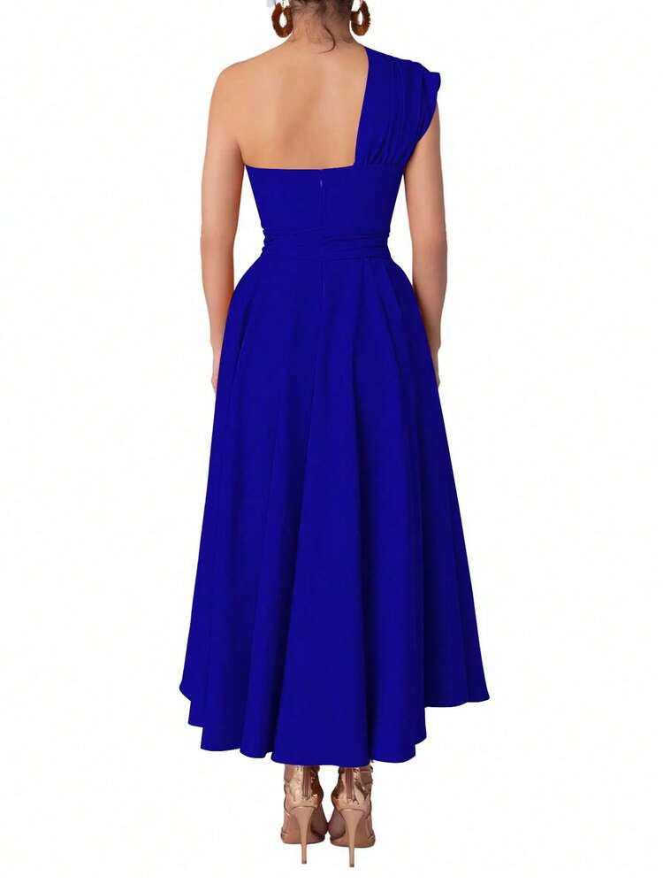Plus Size Solid Color Knit Fabric Criss-Cross Casual Dress - Blue - View 2