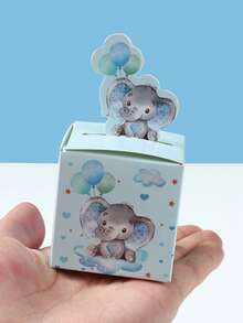 24pcs Blue Elephant Theme Baby Shower Party Favor Boxes/Candy Boxes, Cute Blue Elephant Pattern Gender Reveal Party Gift Boxes, Baby Shower Party Favors Packaging, Gender Reveal Party Table Decor Candy Boxes, 1st Birthday Gift Boxes, Baby Shower Party Gifts, Baby Shower Decorations, Gender Reveal Party Table Centerpieces, Gender Reveal Party Decorations, Birthday Party Photo Props - Blue Elephant - View 6