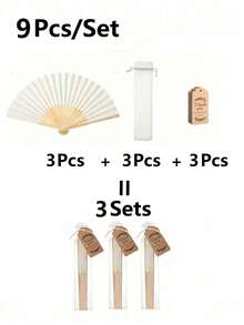 3/15/30件套优雅白色折扇，包含感谢卡和礼品袋，新娘竹扇，单身派对婚礼新娘礼物，伴娘竹扇，单身派对拍照道具，伴娘礼物和婚礼装饰，非常适合派对和活动，夏季配饰，女士折扇 - 彩色 - 查看 14