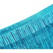 Halloween  Halloween Essentials  Party Limited Edition  Women's Belly Dance Scarf Skirt Sparkly Tassel Disco Outfits Sequin Wrap Rave Costumes Fringe Skirt - Hồ Xanh - Xem 6