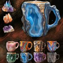11 Oz Resin Coffee Mug, 130ml Mineral Crystal Coffee Mug With Handle, Elegant Decorative Gifts For Home, Office Halloween, Thanksgiving, Christmas - màu xanh lá - Xem 5
