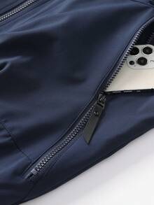 Autumn And Winter Thin New Large Solid Color Jacket Sports Outdoor Business Leisure Stand Up Collar Large Pocket Jacket - Navy Blue - View 6