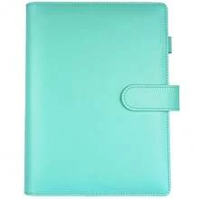 A5 PU Leather Binder Cover With Magnetic Buckle Closure, 6 Ring Personal Notebook For Organizing Planner Refill Pages, Photo Card Sleeves, Multi-Functional Card Collector-826103 - 綠色 - 查看 1