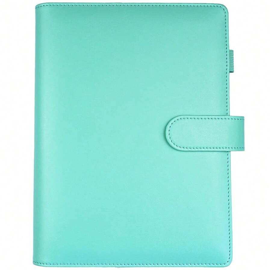 A5 PU Leather Binder Cover With Magnetic Buckle Closure, 6 Ring Personal Notebook For Organizing Planner Refill Pages, Photo Card Sleeves, Multi-Functional Card Collector-826103 - 綠色 - 查看 1