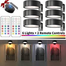 6/3/1pc LED Drawing Light, Battery Powered, Wireless LED Drawing Lamp, Wireless Wall Light With Magnetic Attachment, Wireless Spotlight, Dimmable Display Light With Remote Control, 3 Lighting Modes, Suitable For Frames, Artworks, Portraits Display, Wall Decor Light, 150mAh Remote Control - Multicolor - View 23