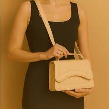 Femina Vega Metallic Metal Bag With Hand Strap And Shoulder Strap - 卡其色 - 查看 2