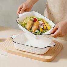 Design - Small Ceramic Baking Dish, Rectangular Bakeware With Handles, Oven Safe & Microwave Safe